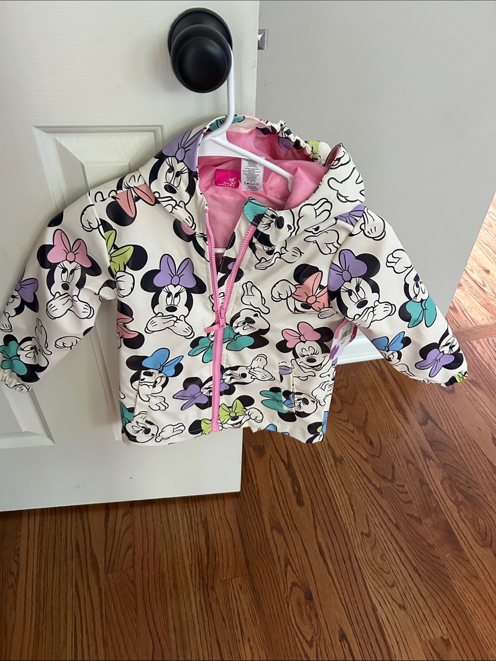 Disney Minnie Mouse Rain Jacket in White and Pink